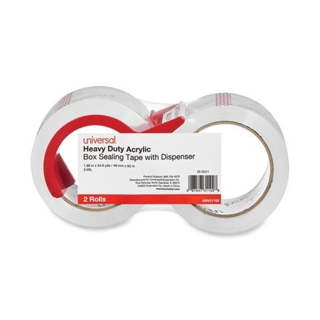 Universal UNV31102 - HD Box Sealing Tape, Disp, 48mmx50m, PK2, Package Quantity 2; - G4258418 31102